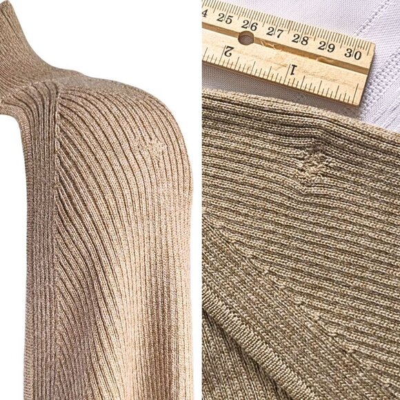 NANUSHKA Anaira Beige 97% Melange Wool Cut Out Fishtail Knit Sweater Dress Sz L - Picture 7 of 9
